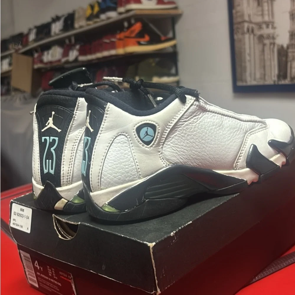 Jordan Little Kids White Black Teal Basketball Sneakers